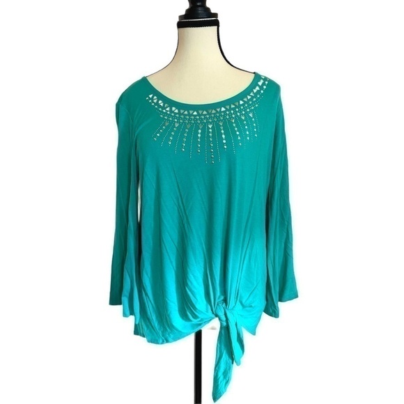 Women’s JM Collection Knit Top with a Tie Front - Size M - NWOT - Picture 3 of 5